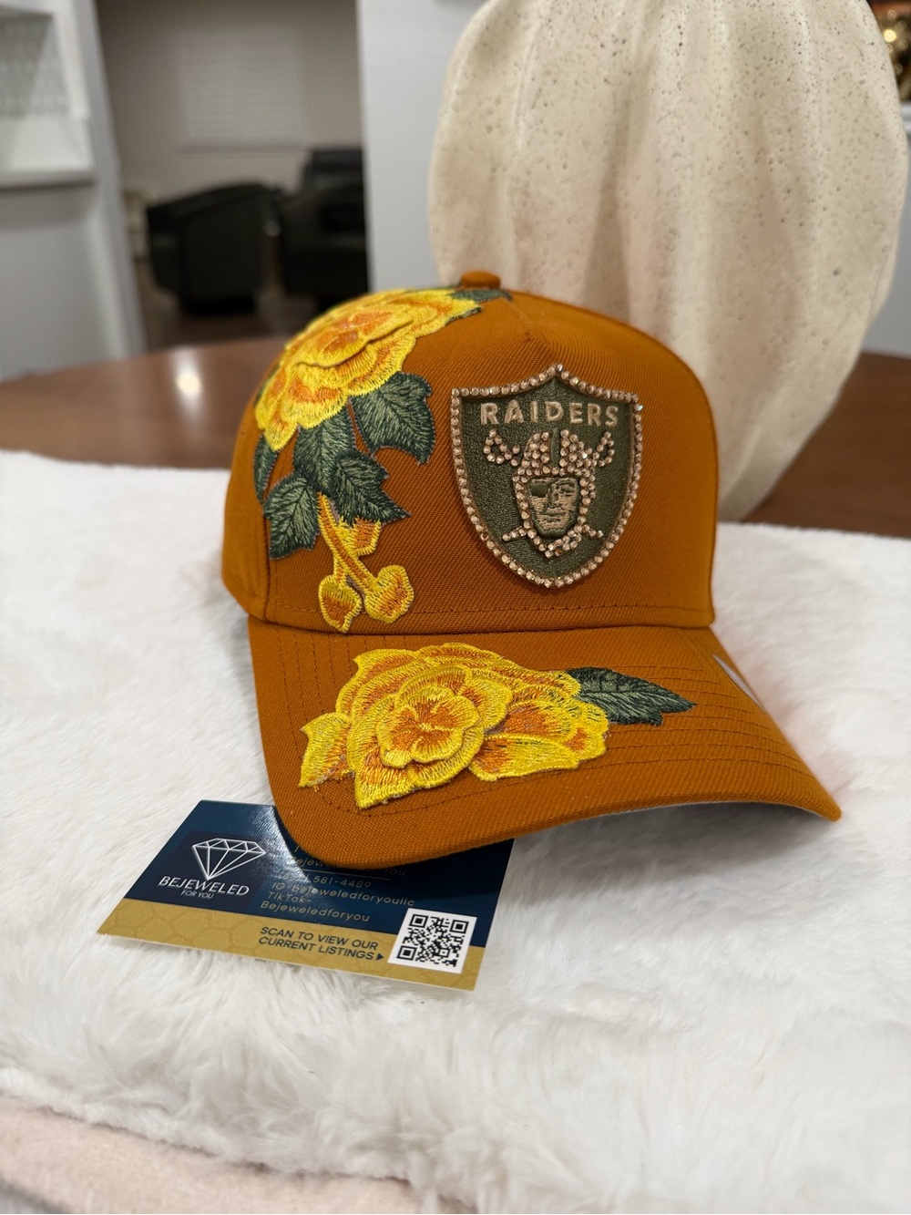 New Era Raiders Embellished Mustard Floral Cap